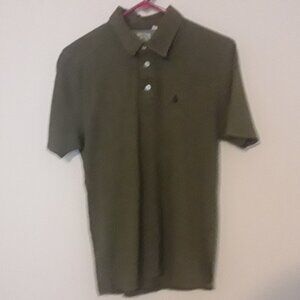 Boys Volcom Small Army Green 3 Button Collared Henly T-Shirt